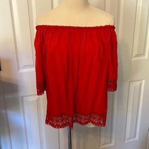 Red off the shoulders top